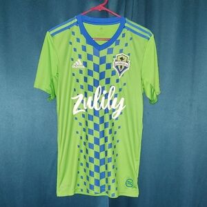 adidas Seattle Sounders FC Jersey - Lime Green & Blue Checker